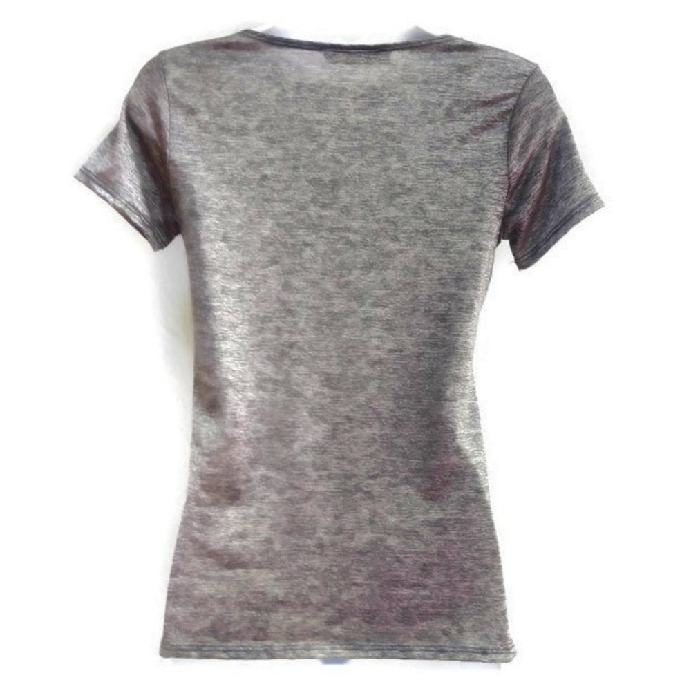 Candid Soul Top Draped Cowl over Rhinestones Short Sleeve Retro USA S - Picture 4 of 7